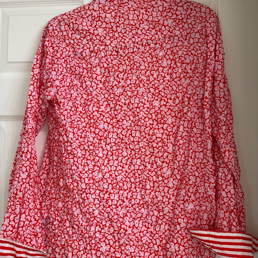 Red Patterned Woman’s Collared Shirt - image 2